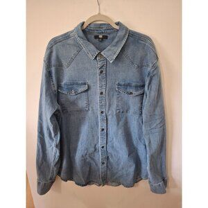 Frye Vintage Wash Denim Button-Up Western Shirt XL